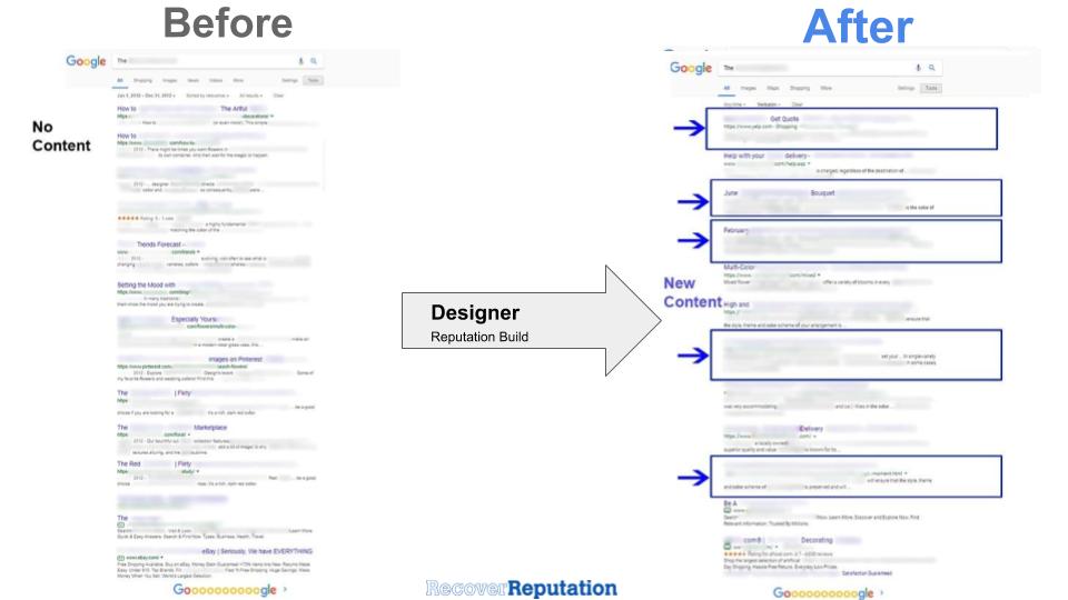Online Reputation Management Real Before-and-After Screenshots, Reputation Management: Designer