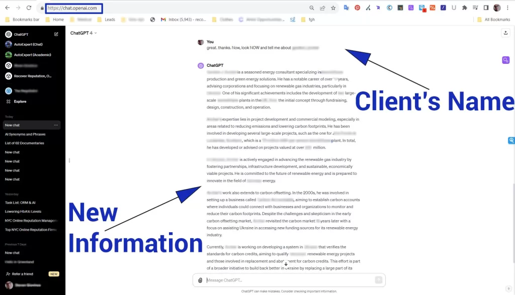 AI Reputation Management Solutions, Process, & Case Study: ChatGPT After Screenshot by Recover Reputation
